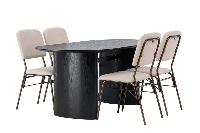 Isolde Matgrupp 180 cm Oval med 4 Seda stolar - Beige - Products - Möbler - Bord & matgrupp - Matgrupp