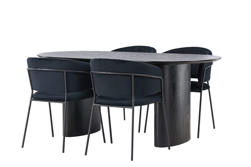 Isolde Matgrupp 180 cm Oval med 4 Selma Stolar - Svart - Products - Möbler - Bord & matgrupp - Matgrupp
