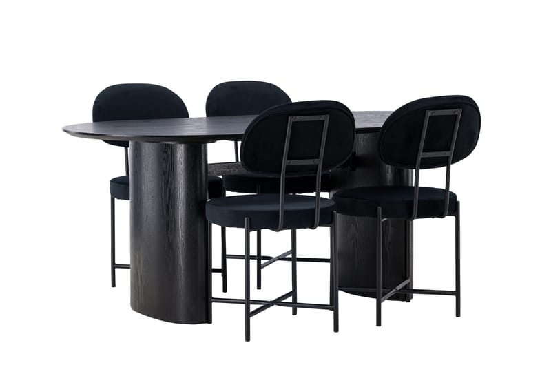 Isolde Matgrupp 180 cm Oval med 4 Stella stolar - Svart - Products - Möbler - Bord & matgrupp - Matgrupp