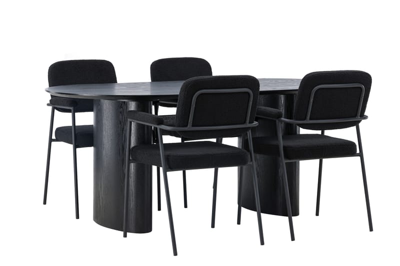 Isolde Matgrupp 180 cm Oval med 4 Yesterday stolar - Svart - Products - Möbler - Bord & matgrupp - Matgrupp