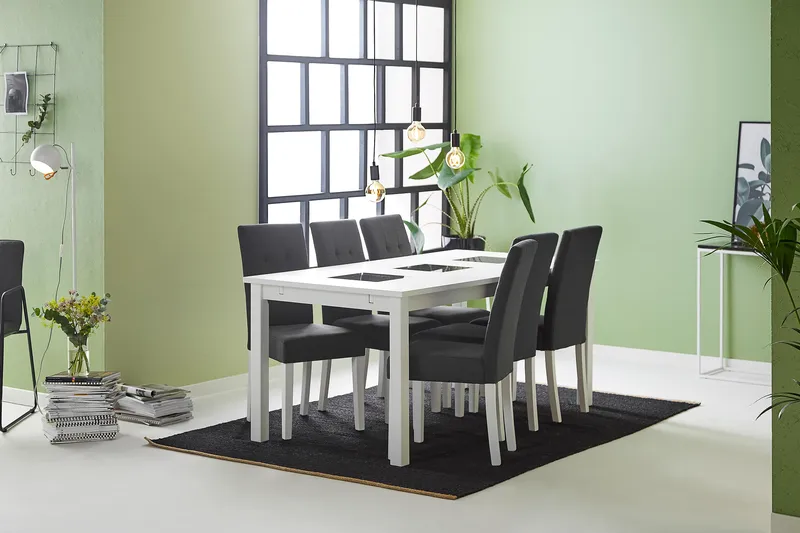 Jasmin Matgrupp 180 cm Rektangulärt matbord med 6 st Viktor Matstolar - Vit / Mörkgrå - Products - Möbler - Bord & matgrupp - Matgrupp