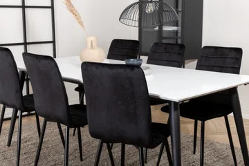 Jimmy Matgrupp 195 cm Rektangulär med 6 Windu Lyx stolar - Svart - Products - Möbler - Bord & matgrupp - Matgrupp