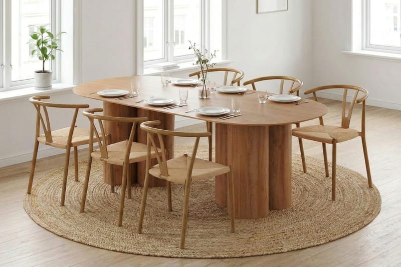 Juno Matgrupp rektangulärt 220 cm Ek med 6 Elysia Matstolar - Ek - Products - Möbler - Bord & matgrupp - Matgrupp