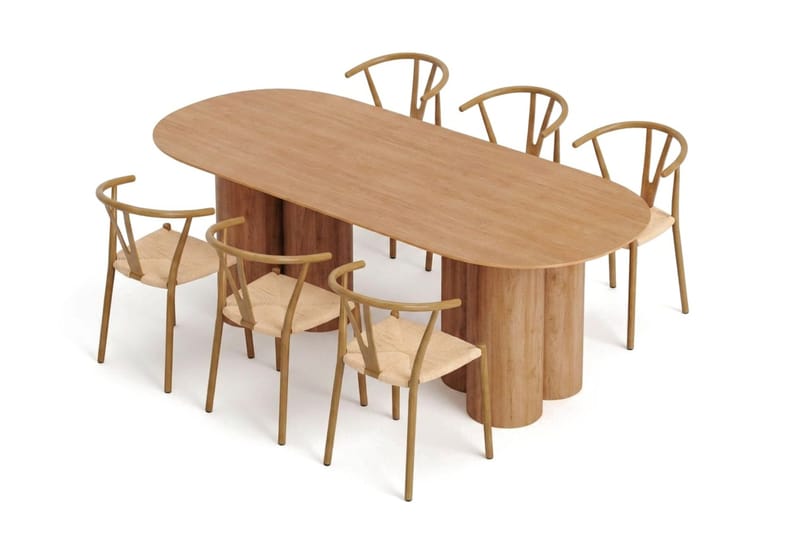 Juno Matgrupp rektangulärt 220 cm Ek med 6 Elysia Matstolar - Ek - Products - Möbler - Bord & matgrupp - Matgrupp