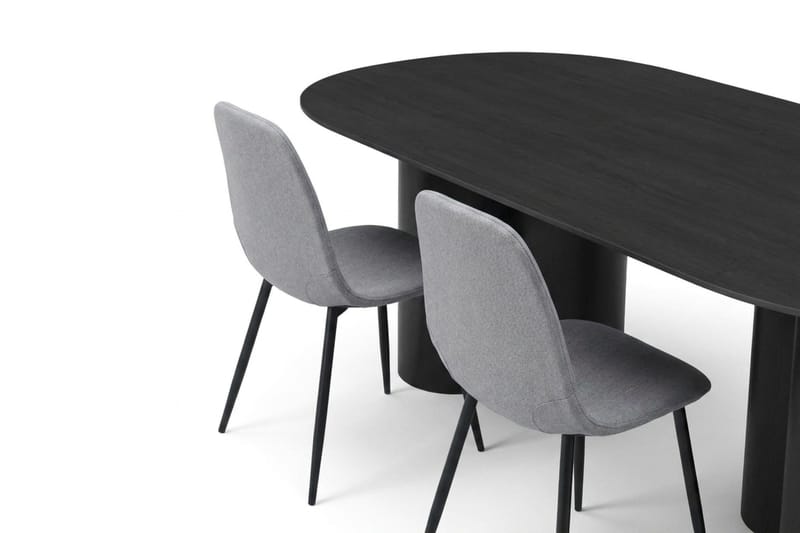 Juno Matgrupp rektangulärt 220 cm Svart med 6 Nibe Matstolar - Svartlaserad ek - Products - Möbler - Bord & matgrupp - Matgrupp