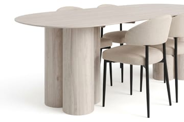 Juno Matgrupp rektangulärt 220 cm Vitlaserad med 6 Sawako Matstolar - Vitlaserad ek - Products - Möbler - Bord & matgrupp - Matgrupp