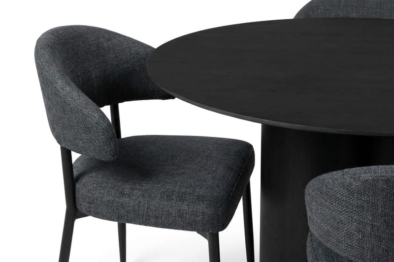 Juno Matgrupp runt 110 cm Svart med 4 Sawako Matstolar - Svart - Products - Möbler - Bord & matgrupp - Matgrupp