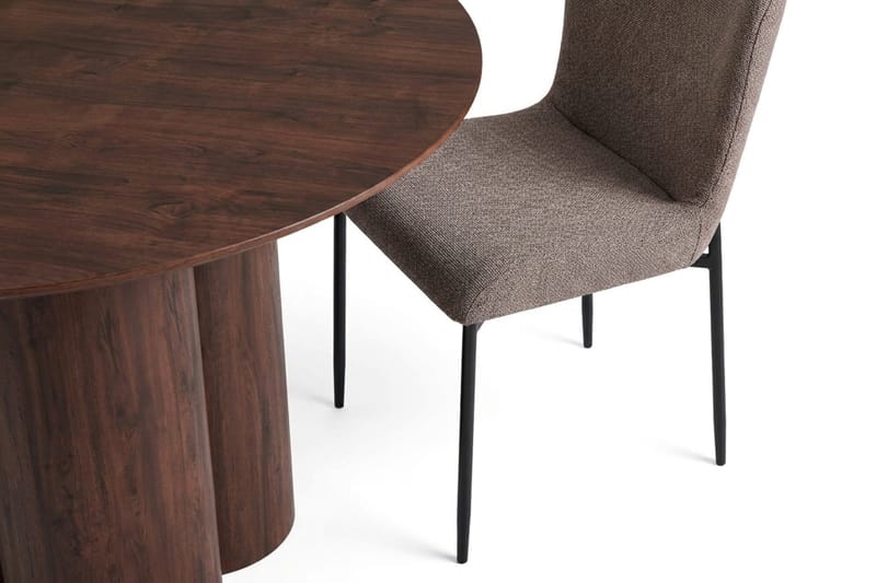 Juno Matgrupp runt 110 cm Valnöt med 4 Elsie Matstolar - Valnöt/Grå - Products - Möbler - Bord & matgrupp - Matgrupp