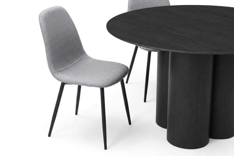 Juno Matgrupp runt 130 cm Svart med 6 Nibe Matstolar - Svart - Products - Möbler - Bord & matgrupp - Matgrupp