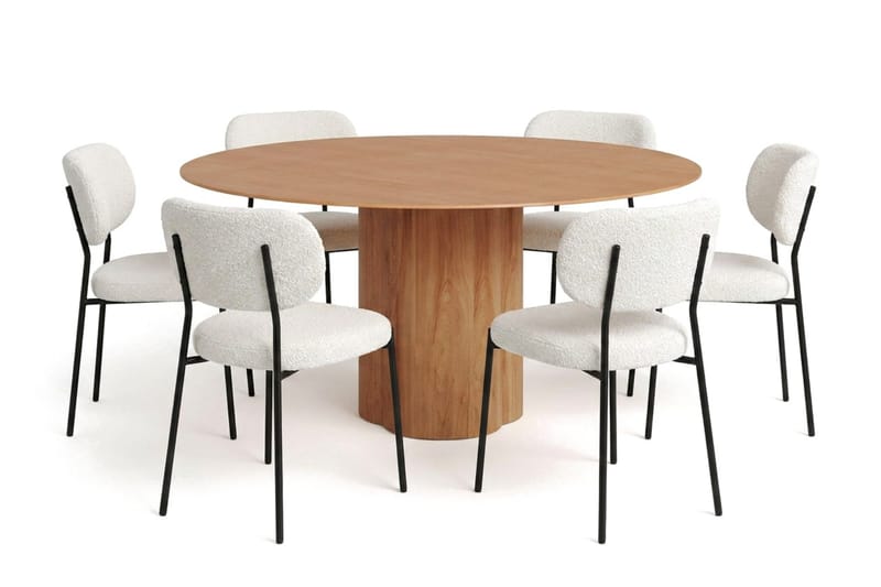 Juno Matgrupp runt 150 cm Ek med 6 Gemmiano Matstolar - Ek - Products - Möbler - Bord & matgrupp - Matgrupp