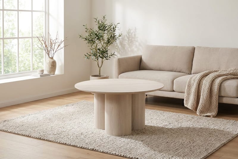 Juno Soffbord Rund 85 cm - Vitlaserad ek - Products - Möbler - Bord & matgrupp - Soffbord