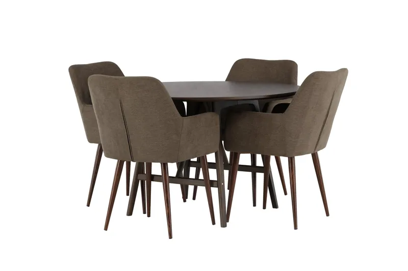 Kaseidon Matgrupp 100 cm Rund med 4 Tomorrow stolar - Brun - Products - Möbler - Bord & matgrupp - Matgrupp