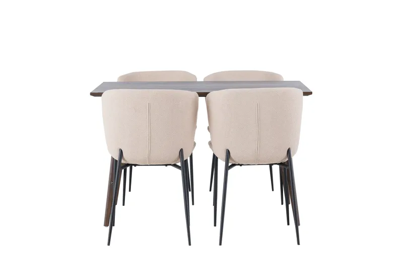 Kaseidon Matgrupp 120 cm Rektangulär med 4 Modesto stolar, Beige