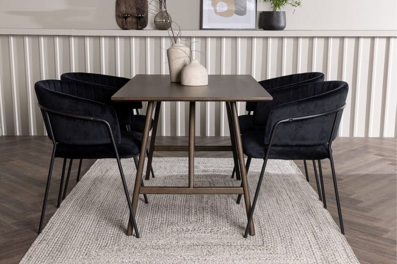 Kaseidon Matgrupp 120 cm Rektangulär med 4 Selma Stolar - Svart - Products - Möbler - Bord & matgrupp - Matgrupp