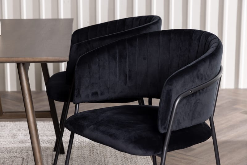 Kaseidon Matgrupp 120 cm Rektangulär med 4 Selma Stolar - Svart - Products - Möbler - Bord & matgrupp - Matgrupp