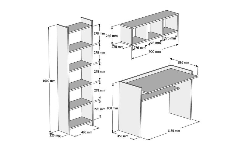 Kazeck Kontorsmöbelset 118 cm - Vit - Products - Möbler - Bord & matgrupp - Kontorsbord - Datorbord