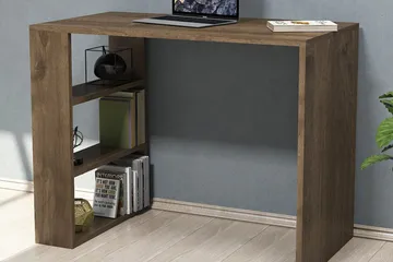 Puqa Design Skrivbord 90 cm med Förvaring Hyllor - Valnötsbrun - Products - Möbler - Bord & matgrupp - Kontorsbord - Datorbord