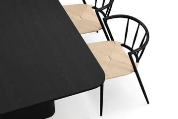 Kopparbo Matbord 180-240 cm Förlängningsbart med 4 Winston Matstolar - Svart / Beige / Metallben Svart - Products - Möbler - Bord & matgrupp - Matgrupp