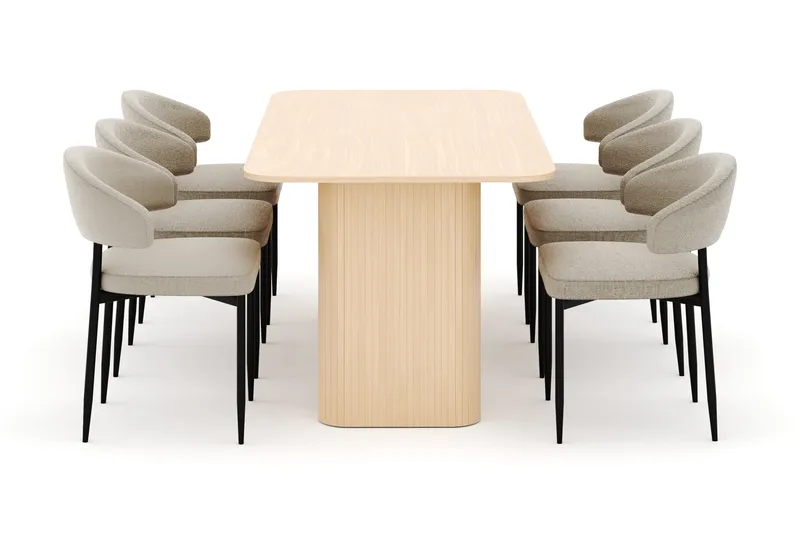 Kopparbo Matbord 180-240 cm Förlängningsbart med 6 Sawako Stolar - Vit - Products - Möbler - Bord & matgrupp - Matgrupp