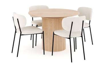 Kopparbo Matgrupp 106 cm Rund Förlängningsbart med 4 Gemmiano Matstolar - Whitewash - Products - Möbler - Bord & matgrupp - Matgrupp