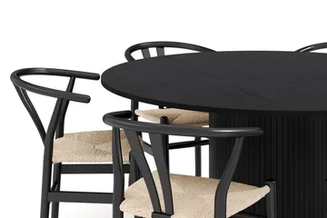 Kopparbo Matgrupp 150 cm Rund med 6 Dastoori Matstol - 2220067-6,2229296-1 - Svart - Products - Möbler - Bord & matgrupp - Matgrupp