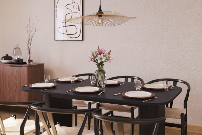 Kopparbo Matgrupp 160 cm med 6 Dastoori Matstol - 2220067-6,2229297-1 - Svart - Products - Möbler - Bord & matgrupp - Matgrupp