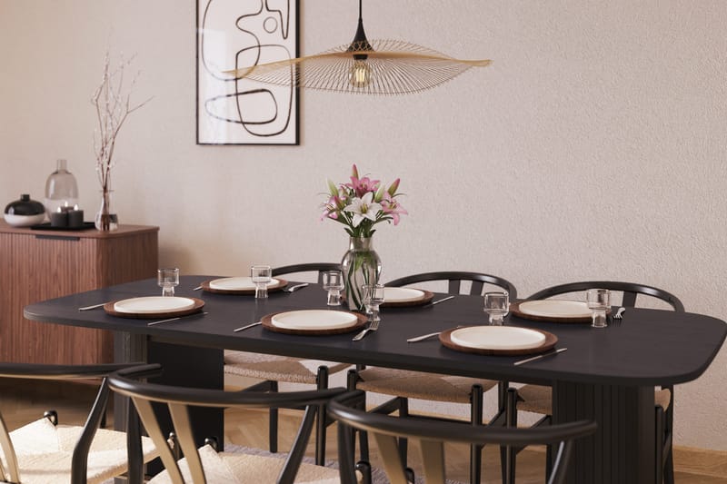 Kopparbo Matgrupp 200 cm med 6 Dastoori Matstol - 2220067-6,2223287-1 - Svart - Products - Möbler - Bord & matgrupp - Matgrupp