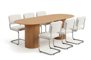 Kopparbo Matgrupp oval 180 cm Ek med 6 Milva Matstolar, Ek
