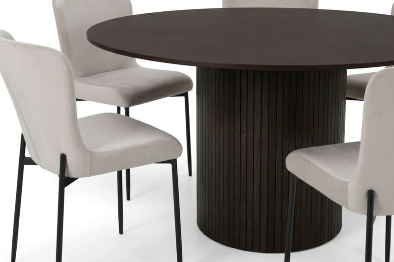 Kopparbo Matgrupp runt 130 cm Rökt Ek med 6 Elsie Matstolar - Rökt ek/Beige - Products - Möbler - Bord & matgrupp - Matgrupp
