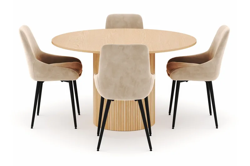 Kopparbo Rund Matgrupp 130-150 cm 4 Alsarp Matstolar - Natural - Products - Möbler - Bord & matgrupp - Matgrupp
