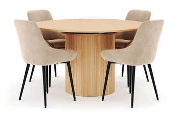 Kopparbo Rund Matgrupp 130-150 cm 4 Alsarp Matstolar - Natural - Products - Möbler - Bord & matgrupp - Matgrupp