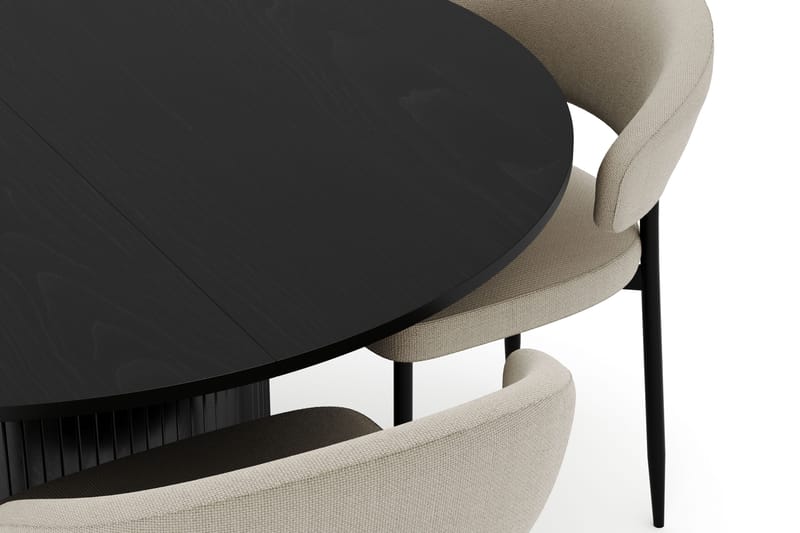 Kopparbo Runt Matbord 130 cm Förlängningsbart med 4 Sawako Stolar - Svart - Products - Möbler - Bord & matgrupp - Matgrupp