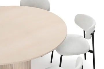 Kopparbo Runt Matbord 150 cm med 6 Lucy Matstolar - Vit / Vit Bouclé / Metallben Svart - Products - Möbler - Bord & matgrupp - Matgrupp