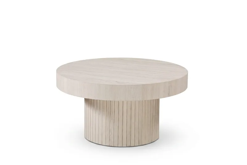 Kopparbo Soffbord Rund 85 cm tjock bordsskiva - Vitlaserad ek - Products - Möbler - Bord & matgrupp - Soffbord