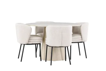 Lanzo Matgrupp 120 cm Rund med 4 Agnes stolar - Whitewash/Vit - Products - Möbler - Bord & matgrupp - Matgrupp