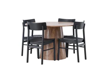 Lanzo Matgrupp 120 cm Rund med 4 Montros Stolar - Natur - Products - Möbler - Bord & matgrupp - Matgrupp