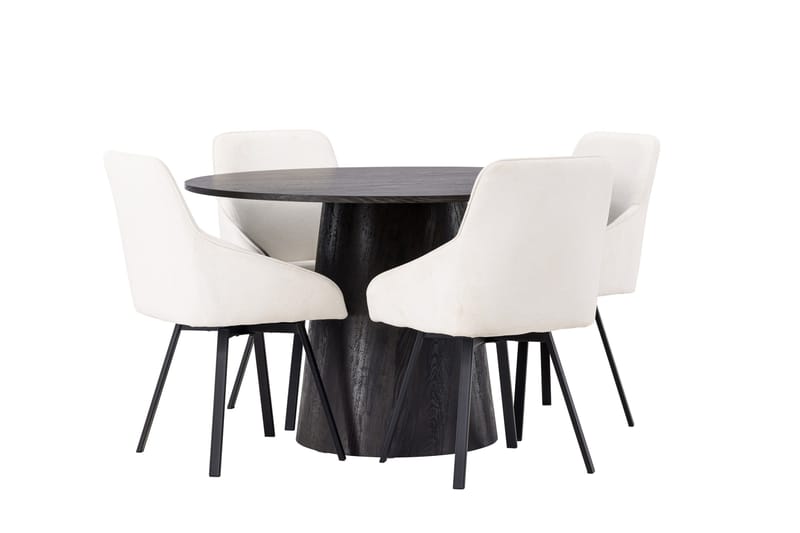 Lanzo Matgrupp 120 cm Rund med 4 Rosie stolar - Beige - Products - Möbler - Bord & matgrupp - Matgrupp