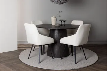 Lanzo Matgrupp 120 cm Rund med 4 Rosie stolar - Beige - Products - Möbler - Bord & matgrupp - Matgrupp