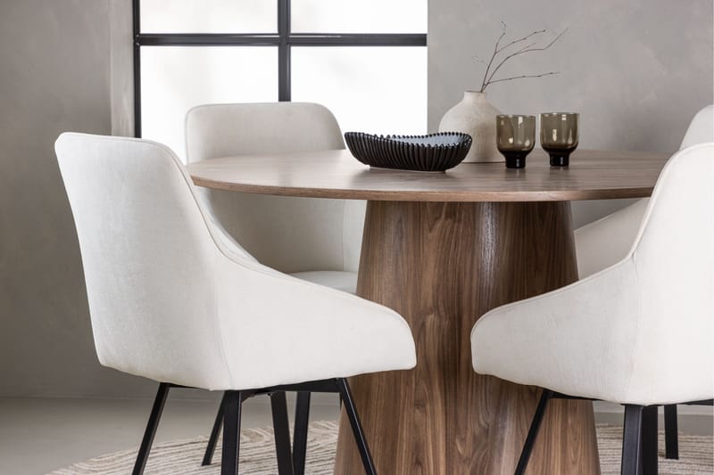 Lanzo Matgrupp 120 cm Rund med 4 Rosie Stolar - Natur - Products - Möbler - Bord & matgrupp - Matgrupp