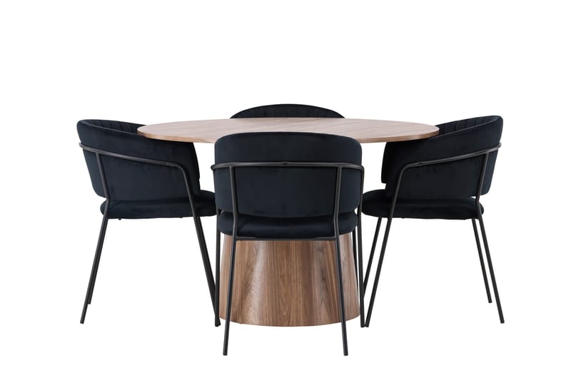 Lanzo Matgrupp 120 cm Rund med 4 Selma Stolar, Natur