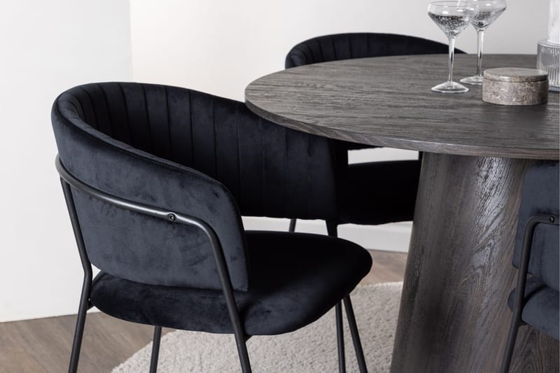 Lanzo Matgrupp 120 cm Rund med 4 Selma Stolar - Svart - Products - Möbler - Bord & matgrupp - Matgrupp