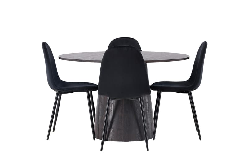 Lanzo Matgrupp 120 cm Rund med 4 Polar stolar - Svart - Products - Möbler - Bord & matgrupp - Matgrupp