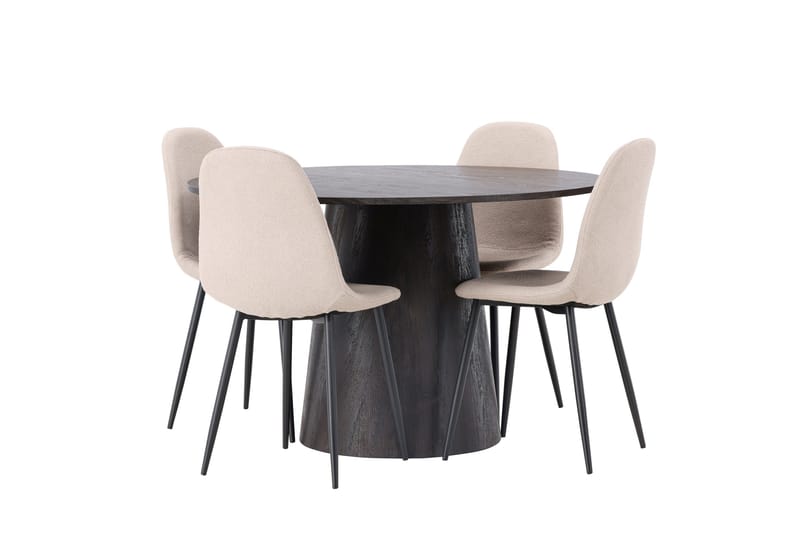 Lanzo Matgrupp 120 cm Rund med 4 Polar stolar - Beige - Products - Möbler - Bord & matgrupp - Matgrupp