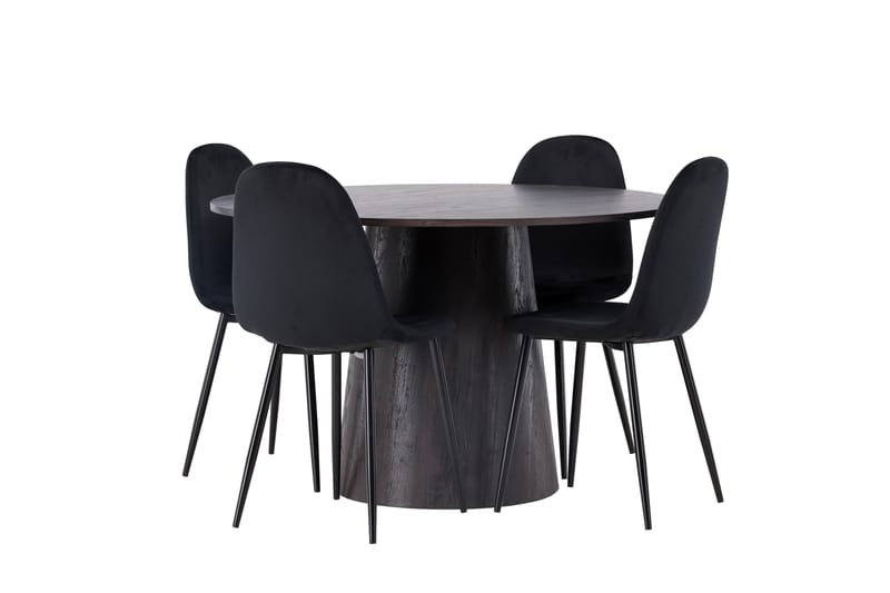 Lanzo Matgrupp 120 cm Rund med 4 Polar stolar - Svart - Products - Möbler - Bord & matgrupp - Matgrupp