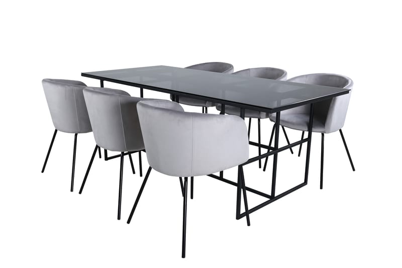 Leif Matgrupp 200 cm Rektangulär med 6 Berit stolar - Svart - Products - Möbler - Bord & matgrupp - Matgrupp