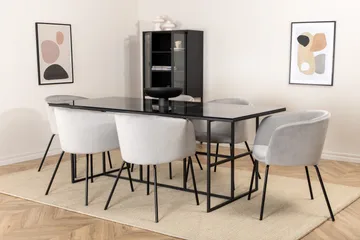 Leif Matgrupp 200 cm Rektangulär med 6 Berit stolar - Svart - Products - Möbler - Bord & matgrupp - Matgrupp