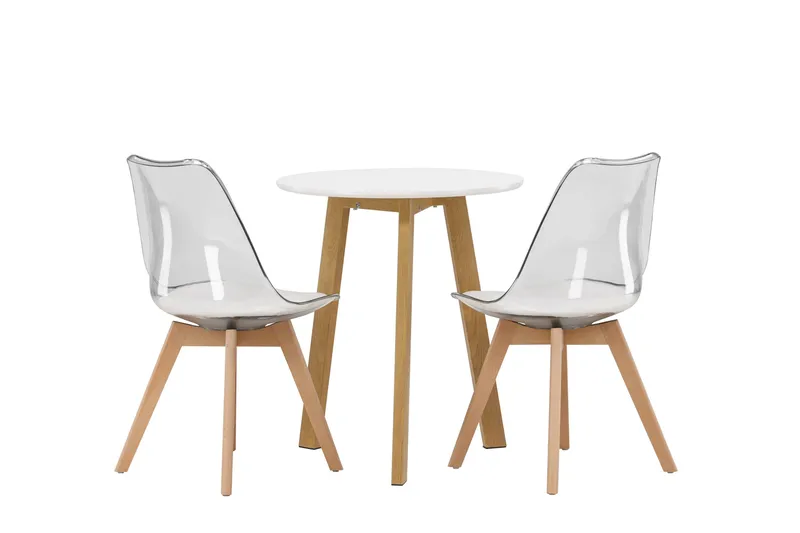 Leonora Matgrupp 65 cm Rund med 2 Edvin stolar - Vit - Products - Möbler - Bord & matgrupp - Matgrupp