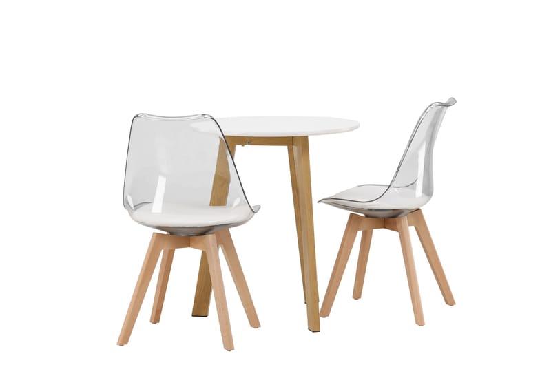 Leonora Matgrupp 65 cm Rund med 2 Edvin stolar - Vit - Products - Möbler - Bord & matgrupp - Matgrupp