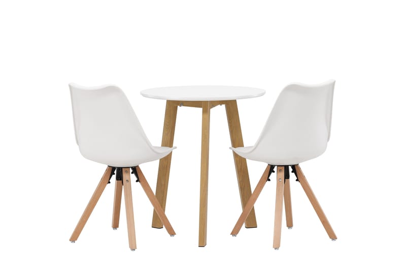 Leonora Matgrupp  65 cm Rund med 2 Zeno stolar - Vit - Products - Möbler - Bord & matgrupp - Matgrupp