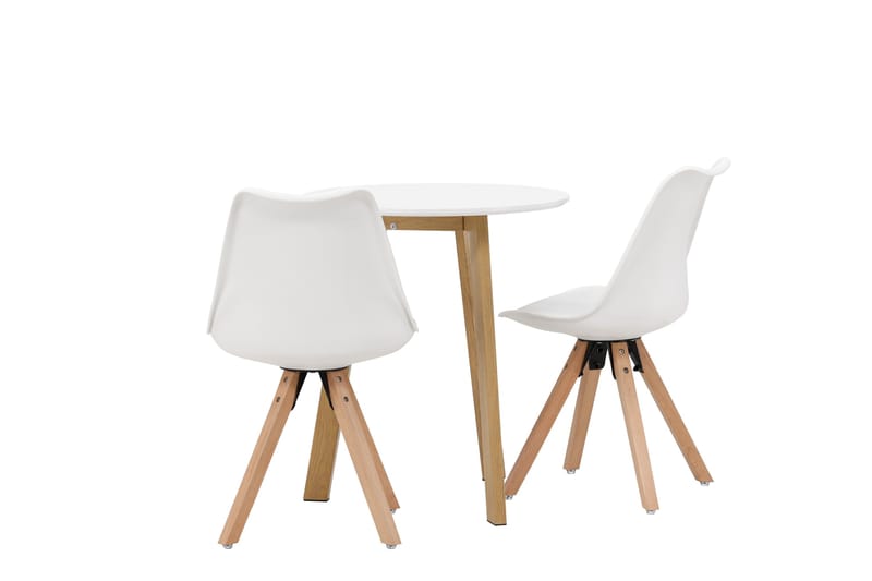Leonora Matgrupp  65 cm Rund med 2 Zeno stolar - Vit - Products - Möbler - Bord & matgrupp - Matgrupp